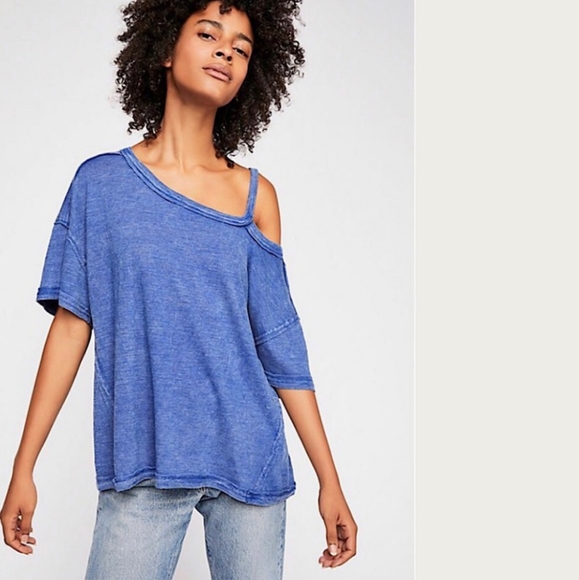 FREE PEOPLE We The Free Alex Tee Blue Lagoon NWOT Size XS - Picture 10 of 11